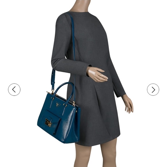 Authentic Prada Saffiano Patent Leather Front Pocket Double Zip Lux Tote - Picture 11 of 11